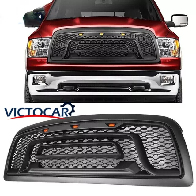 Fits 09-12 Dodge Ram 1500 Front Bumper Upper Grille w/ Signal Light Matte Black