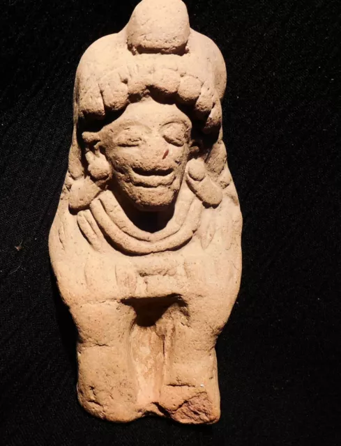 Pre-Columbian Jama-Coaque  Ecuador Seated Female Figure Authentic 500Bc-200Ad