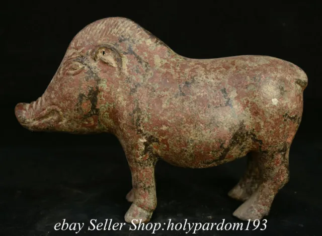 10.8" Collect Old Chinese Bronze Ware Dynasty Beast Boar Statue Sculpture