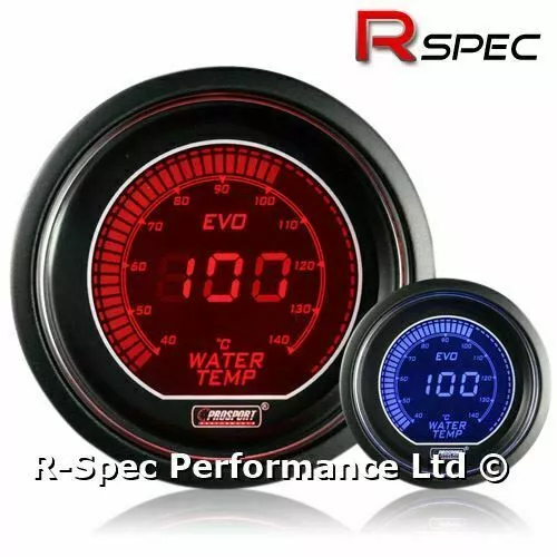 GENUINE Prosport 52mm Evo Blue / Red Display LCD Digital Water Temperature Gauge