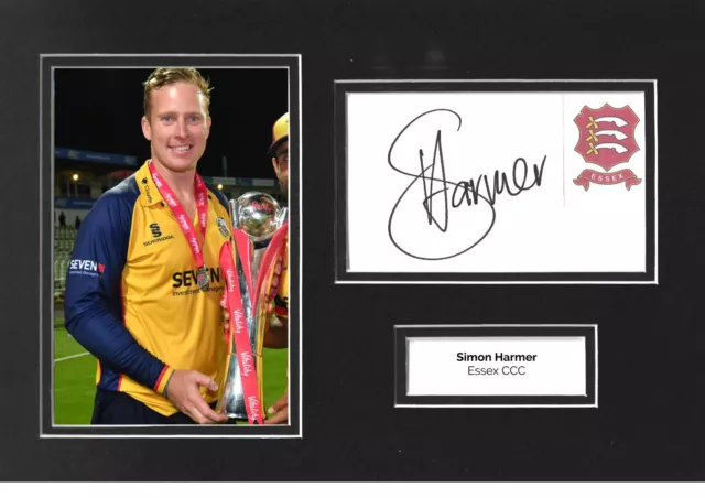 Simon Harmer Hand Signed 12x8 Photo Card Display Essex Cricket Autograph COA