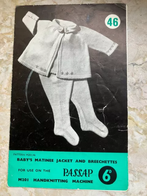 Vintage 1960's Passap Baby's Matinee Coat Machine Knitting Pattern No46 891.1.28