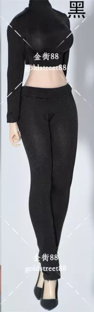 1:12 Black Ice Silk Bodysuit Tops Pants Clothing F 6" Female PH TBL Figure Body