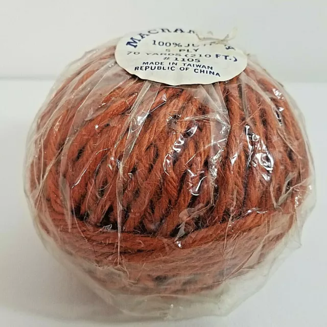 NOS 70yds VTG MACRAMANIA Macrame Knotting Cord Rope 60s Kitsch Rust Jute Crafts