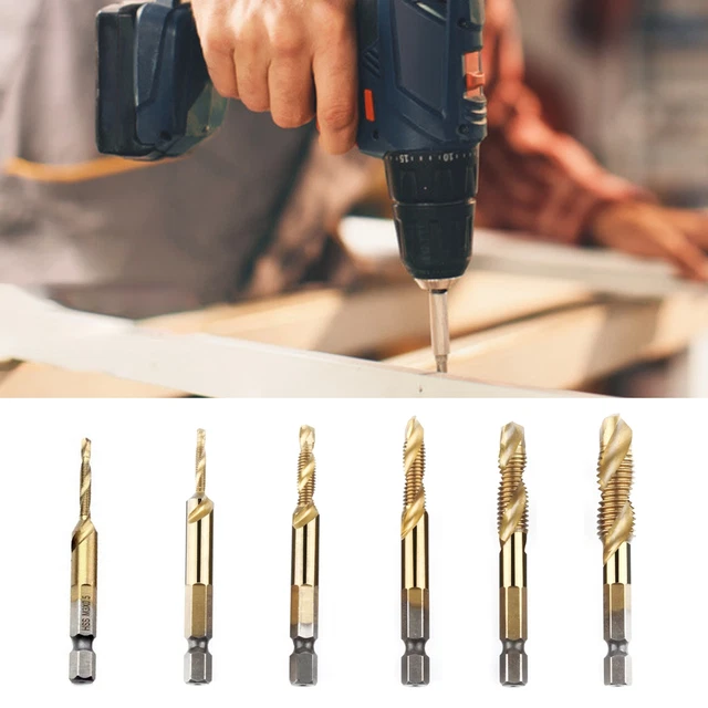 6 piezas Traje de taladro M3-M10 fácil de usar broca de grifo compuesto resistente