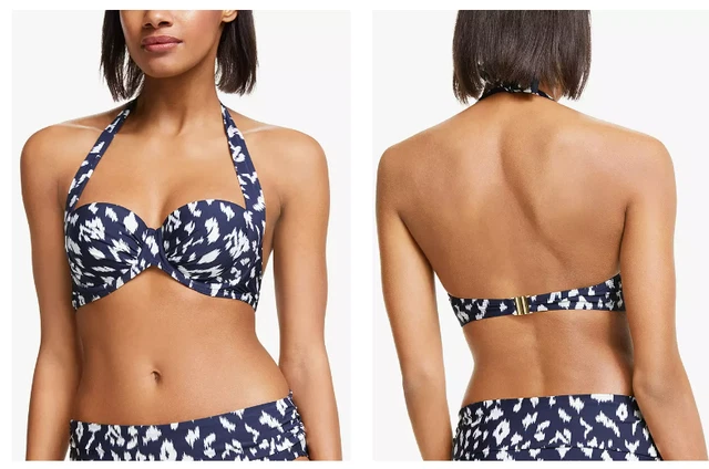 Top iBikini cablato John Lewis Tangeri, - taglia 32DD/10 blu/bianco