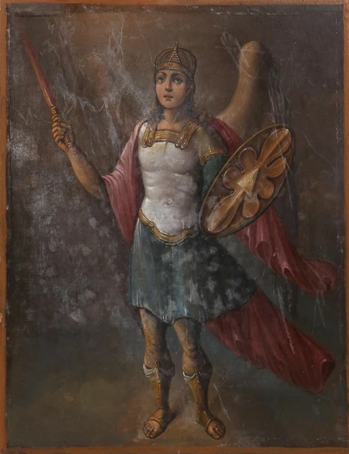 Antigüedad 19 с Pintado a Mano Rusa Icon Of St. Mihail