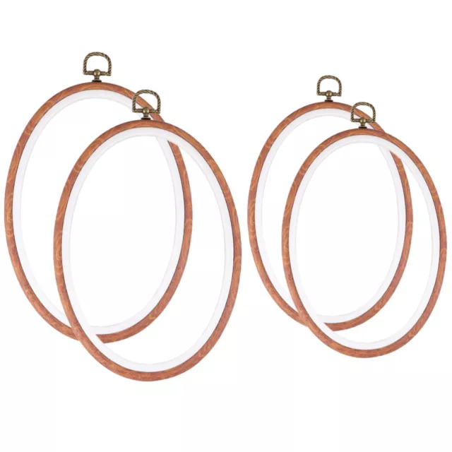 4 Pcs Diy Quilting Hoops Miniature Hoops Imitated Wood Circle