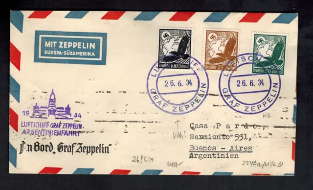 1934 Germany Graf Zeppelin LZ 127 Cover South America Flight Argentina