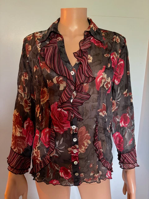 Haut Femme Patrice Breal Taille 2 – Manches Longues Transparentes Et Motifs Multicolores