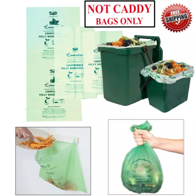 Compostable Biodegradable Food Caddy liners Kitchen Waste Bin Bags 7L 10L 30L