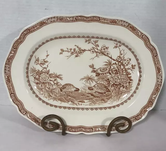 Vintage Furnivals Quail 684771 Platter Brown 13.25" x 10" England Serving Dish