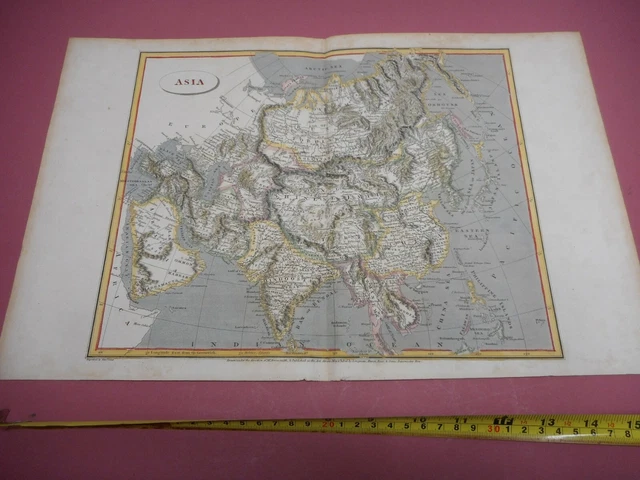 100% ORIGINAL LARGE Asia China India Map By Arrowsmith C1806 Vgc Hand ...