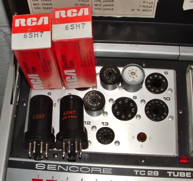 2 new 6SH7 RCA radio tubes NOS NIB USA clean inventory TESTED STRONG