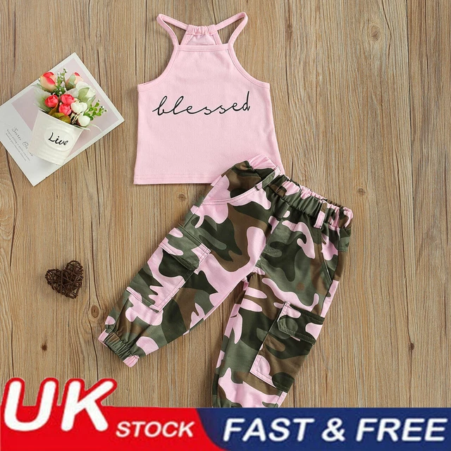 Toddler Kids Baby Girl Clothes Vest Top T-shirt Pants Trousers Outfits Tracksuit