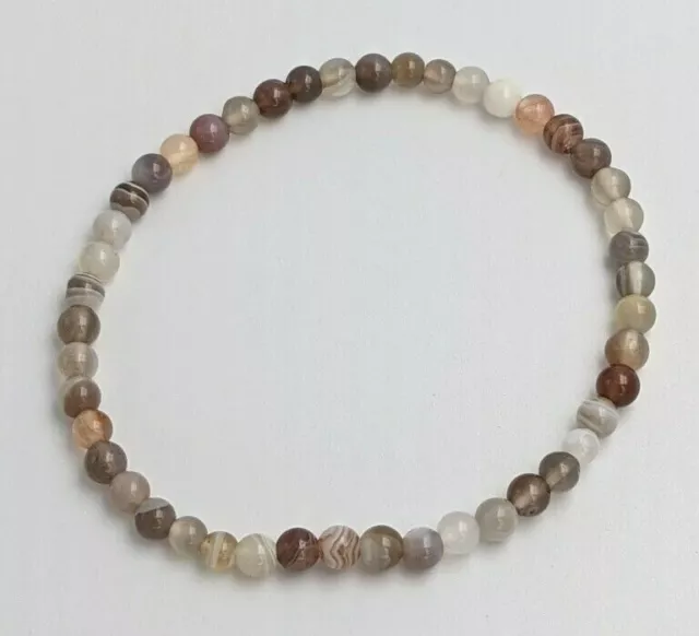 BRACELET EN PIERRE NATURELLE POLIE AGATE DU BOTSWANA bijoux chakra perle 4mm