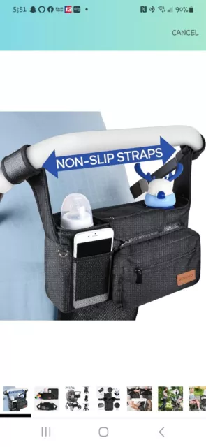 Momcozy Universal Stroller Organizer  Insulated Cup Holder Detachable