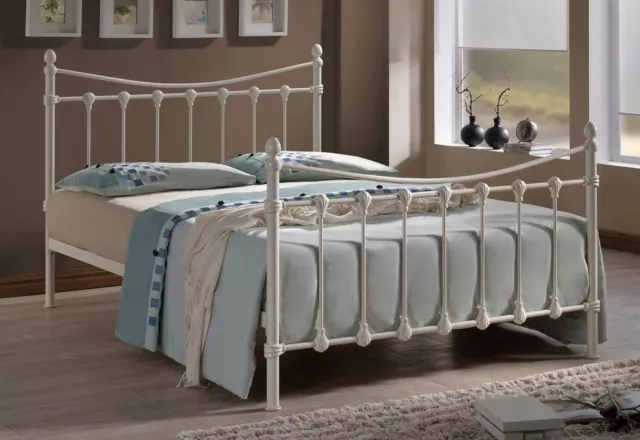 Florida Metal Bed Frame Ivory | Traditional Victorian Design Single Double King