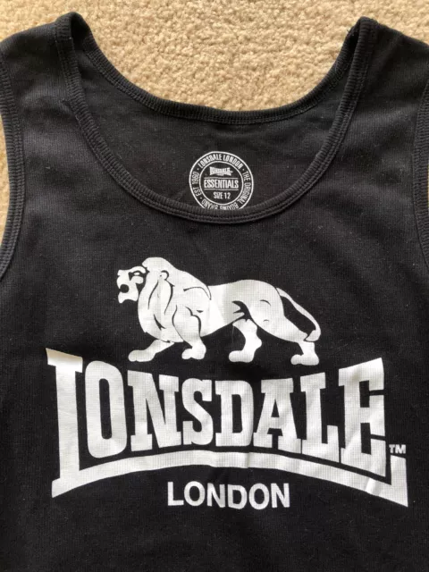 Lonsdale Tank Womens 12 Essentials Singlet Black Sport Fitness Gym Top Boxing 3