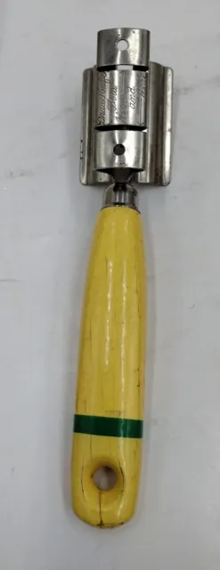 Vintage Ecko Knife Sharpener Honing Tool Pull Through Yellow Handle