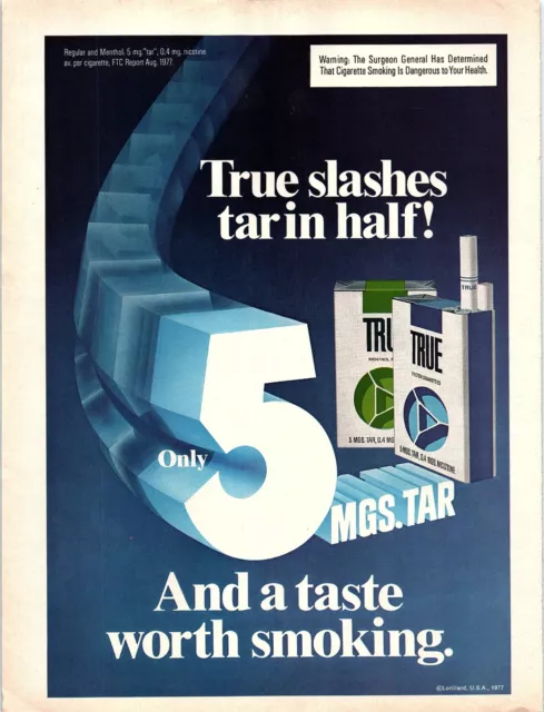 1978 Print ad True Filter Cigarettes/Westinghouse