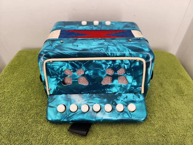 Unbranded 10 Key 7 Melody 3 Bass Keys Small Blue  Accordion Child Or Beginner