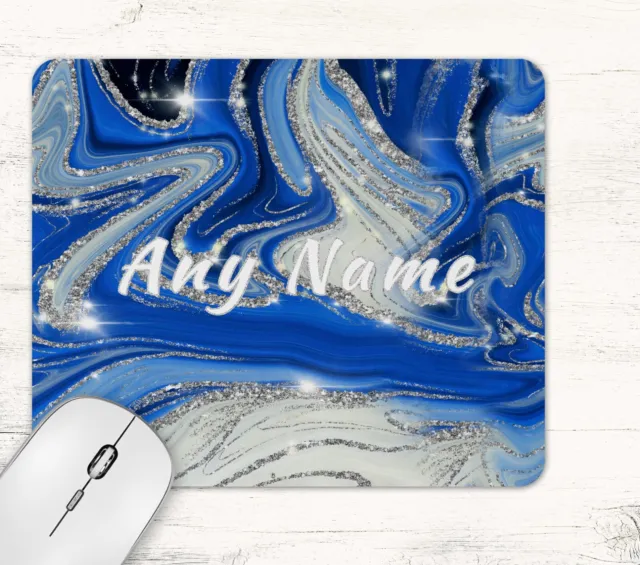 Blue Agate Geode Mouse Pad Rectangle Neoprene Personalised Any Name