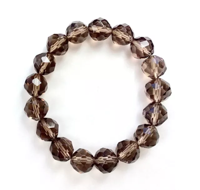 Faceted 10mm smoky quartz bead bracelet