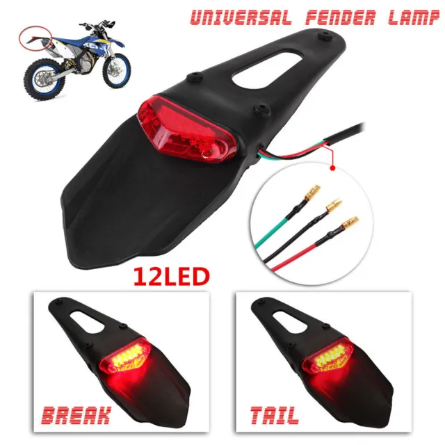 Universal Motorcycle LED Rear Fender Brake Stop Tail Light Lamp For Dirt Bike