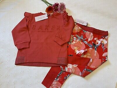 BNWT Girls Ted Baker Top & Leggings Set Outfit Frill Age 2-3 Years