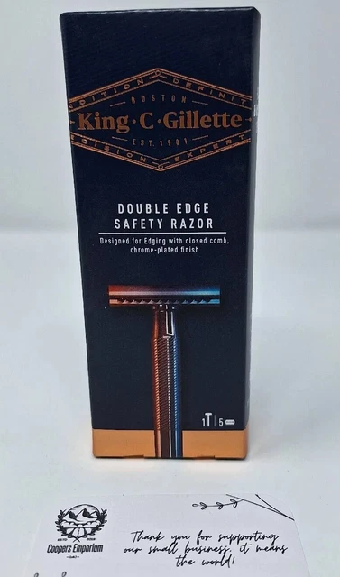 King C. Gillette rasoio di sicurezza doppio bordo da uomo 5 rivestito in platino - Nuovissimo
