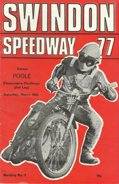 Vintage Speedway Programme Swindon V Poole 26th March 1977