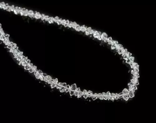Top Quality Herkimer Diamond Quartz 3-4mm Gemstone Point Nuggets Chips Beads 8"