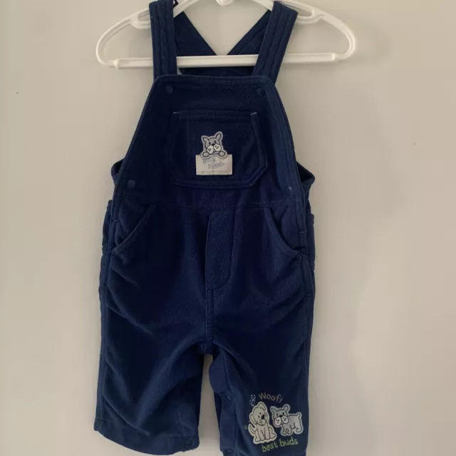 Vintage Baby Bgosh Blue Fleece  Vestbak Overalls Woof Best Buds Puppies