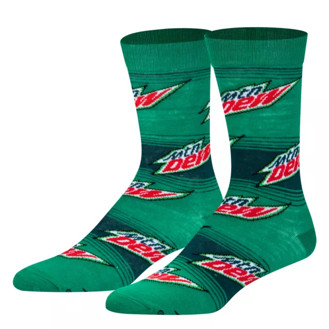 Crazy Socks, Mountain Dew Stripes, Men's Crew Socks Funny Novelty Gift