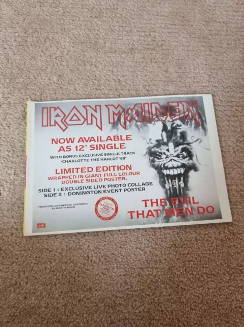 Tnewm94 Advert 5X8 Iron Maiden : 'The Evil That Men Do' Single