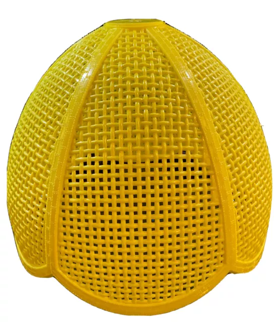 VTG YELLOW Plastic Table Hanging Swag Light LAMP SHADE Faux WICKER MOD 70's BOHO