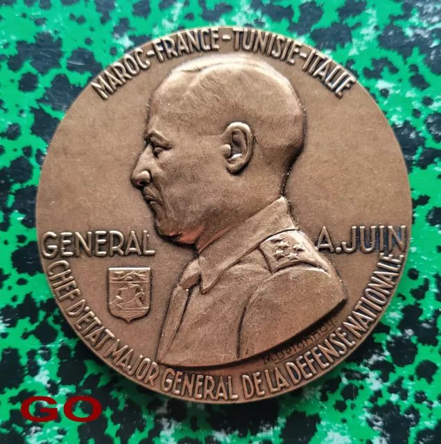 Général A. Juin Superbe Médaille MDP en Bronze 68 mm 172,10 g par M. Delannoy