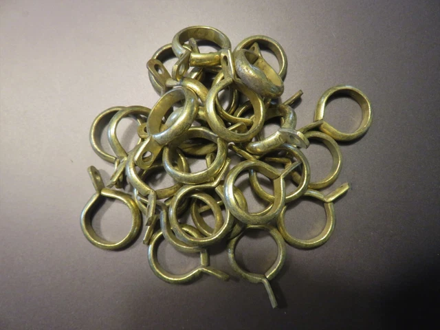 Lot Of 57 Brass Finish Antique Café Curtain Drapery Rings + 20 Brass Rings 3