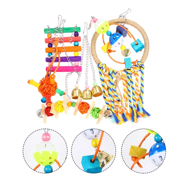 1 Set Pet Bird Übungsspielzeug Papagei Baumwolle Seil Schaukel Hängespielzeug