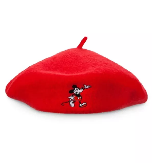 Disney Parks Mickey Mouse Red Adult Beret Hat NWT