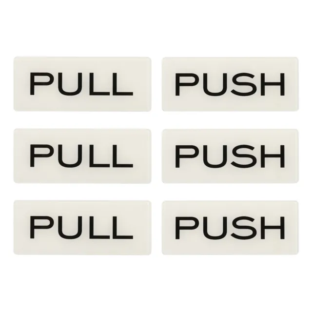 Insegna porta push push pull 1,6x3,9", 3 paia acrilico autoadesivo bianco/nero