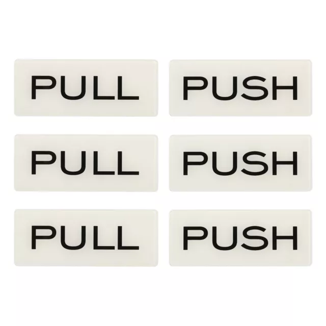 Insegna porta push push pull 1,6x3,9", 3 paia acrilico autoadesivo bianco/nero