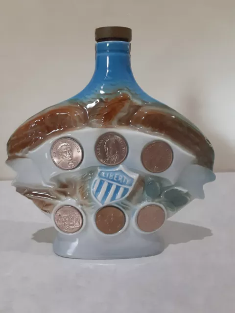 Vintage 1970 Jim Beam Liberty Decanter with Coins (EMPTY BOTTLE)