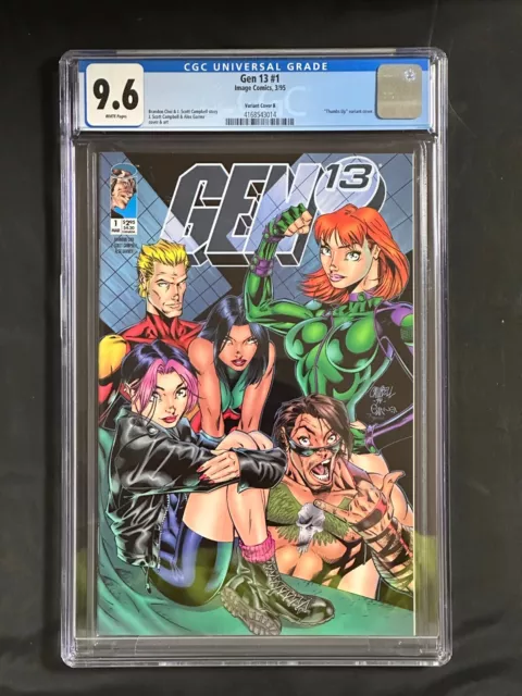 Gen 13 #1 Variant Cover B (Thumbs Up) 1995 image Comics CGC 9.6 White Pages
