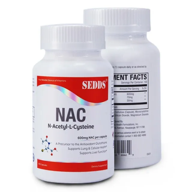 NAC N-Acetyl-Cysteine 600mg Capsules Immune System Function Non-GMO Gluten Free