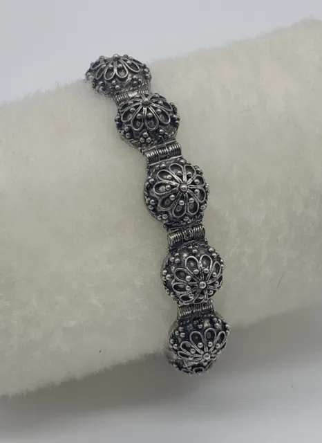 VTG Middle East Sterling Silver Floral Link Bracelet 24.8g #y40