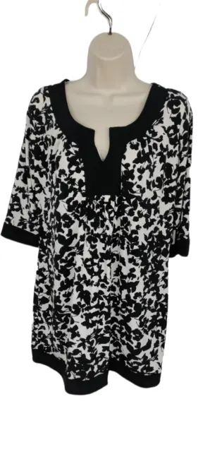Womens Marks & Spencer Size Uk 12 Black Mix Floral Stretch 3/4 Sleeve Mini Dress