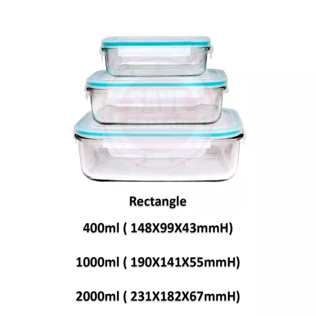 Glasslock  Glass Container Rectangle Food Storage Bowl Stackable Airtight  3pc 2