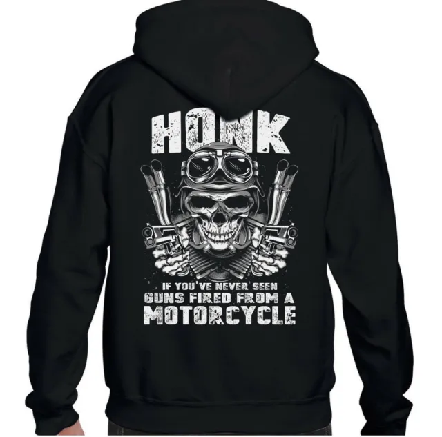 HONK Mens Funny Biker Hoodie Motorbike Motorcycle Bike Skull Chopper